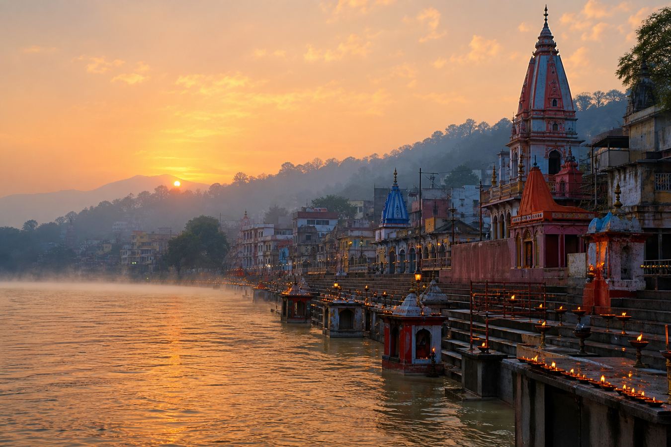 Haridwar ghats at sunrise